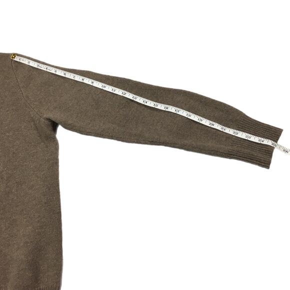 J. Crew Sweater 100% Lambswool Shawl Collar Mens Medium Brown Ribbed Trim Button - Picture 5 of 9